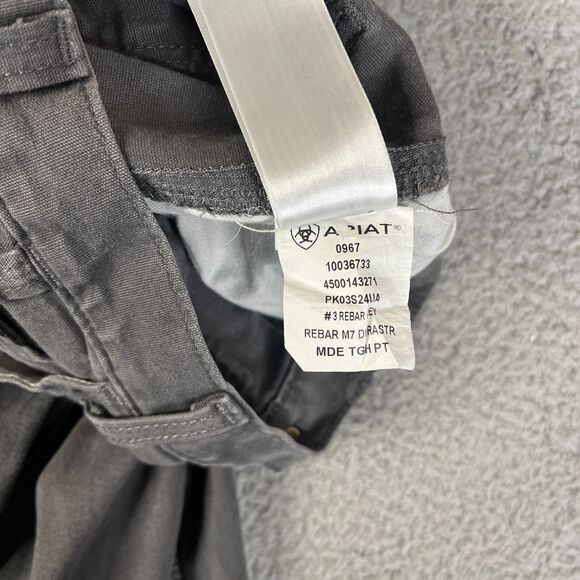 Ariat Rebar M7 Slim Straight Leg Jeans Mens 30x32 Gray Field Carpenter Canvas - Picture 7 of 16